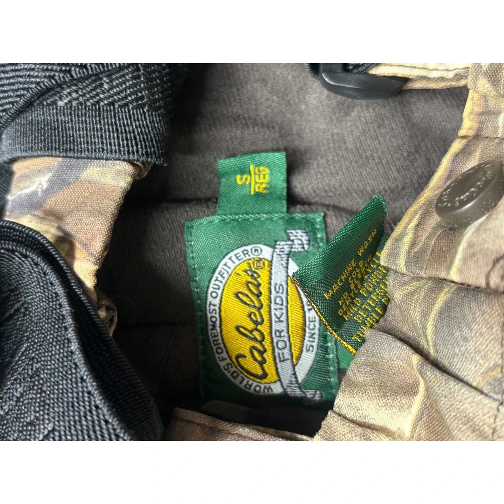 Cabelas For Kids Insulated Hunting Pants Marsh Camo Suspenders Size S Reg